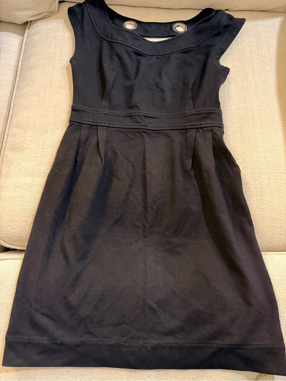 Marc By Marc Jacobs Black Midi Sheath Dress with Grommet Detail